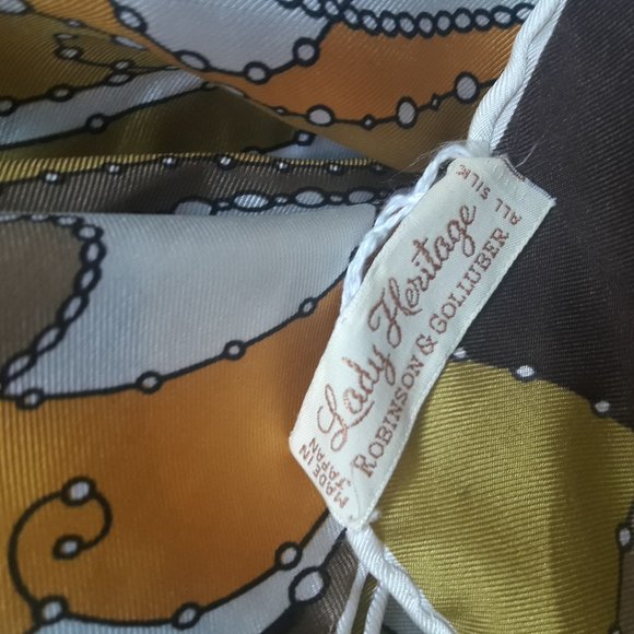 Silk Scarf Vintage Rectangle Shaped Bright Colors Bold Print Colorful - Picture 5 of 6